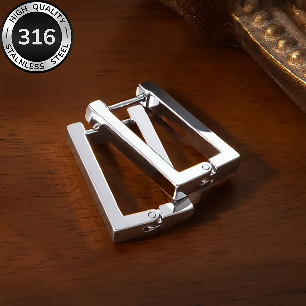 Women's Hypoallergenic Stainless Steel Golden Square Earrings, Elegant Design